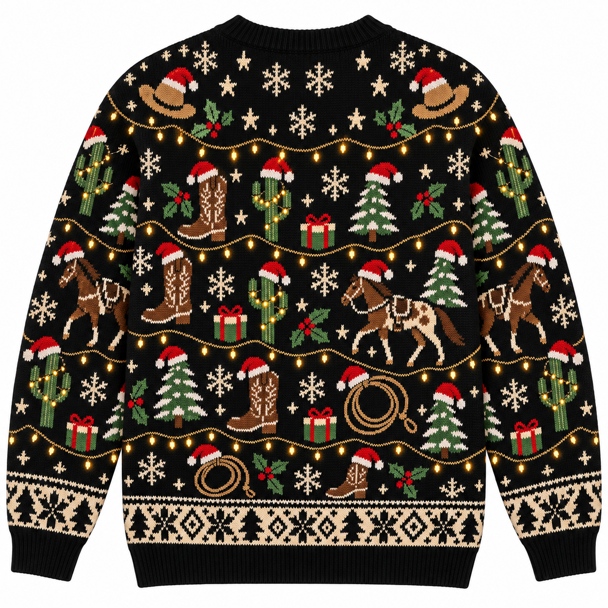 [popular-sweater:PX-19-02:back] Cowboy Christmas Ugly Christmas Sweatshirt - Back view