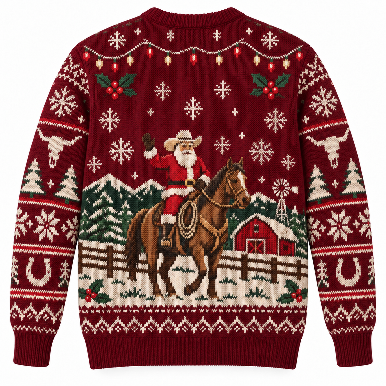 [popular-sweater:PX-19-04:back] Merry Christmas Yall Ugly Christmas Sweatshirt - Back view
