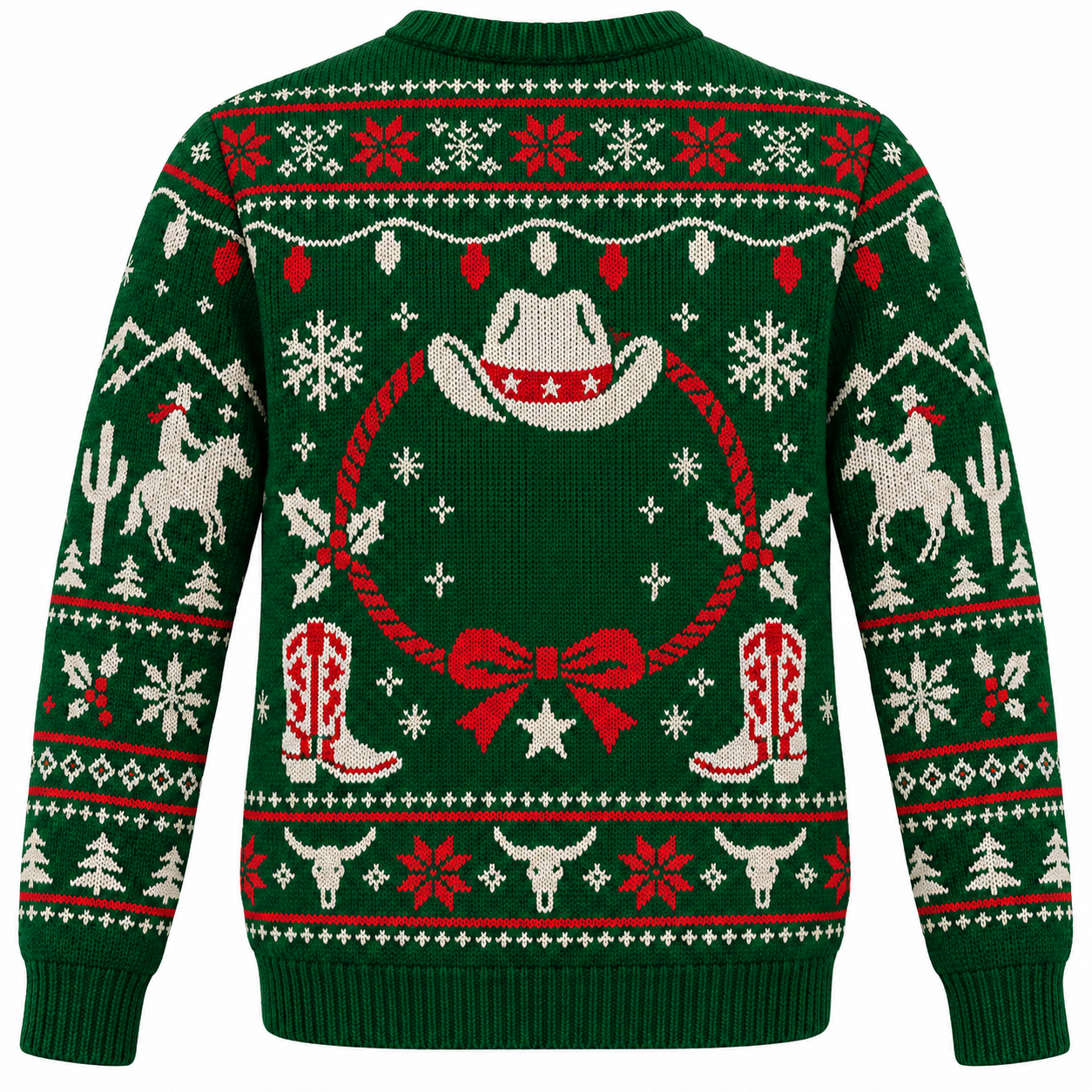 [popular-sweater:PX-19-05:back] Yeehaw Ho Ho Ugly Christmas Sweatshirt - Back view