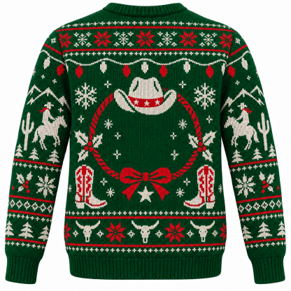 [popular-sweater:PX-19-05:back] Yeehaw Ho Ho Ugly Christmas Sweatshirt - Back view
