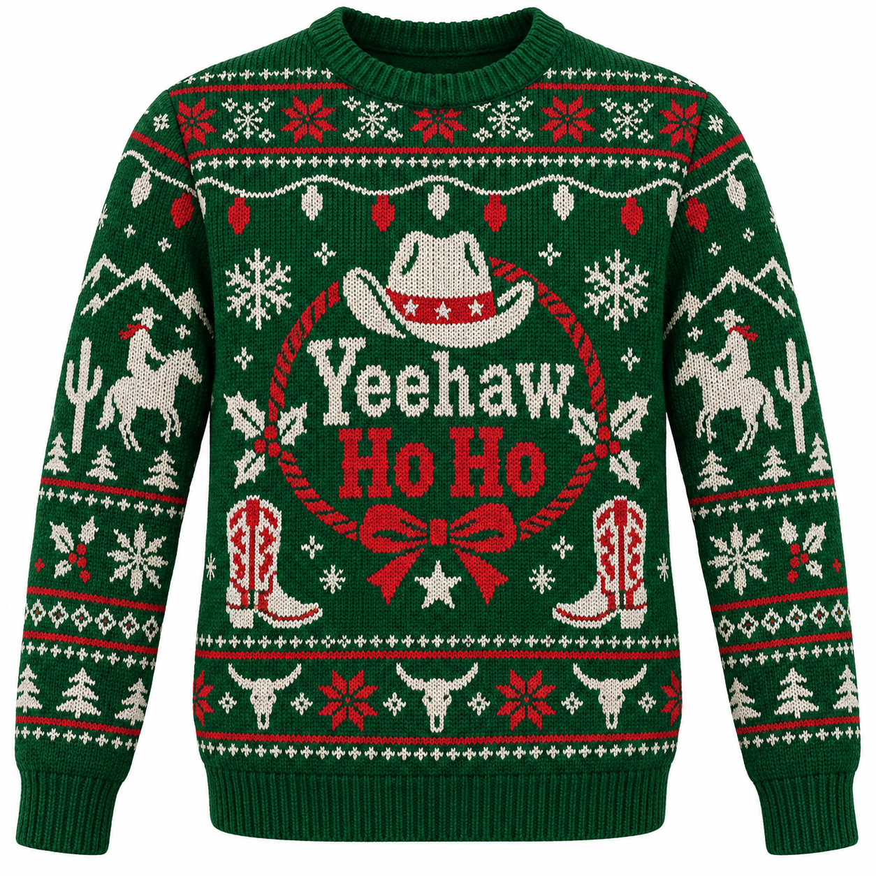 [popular-sweater:PX-19-05:front] Yeehaw Ho Ho Ugly Christmas Sweatshirt - Front view