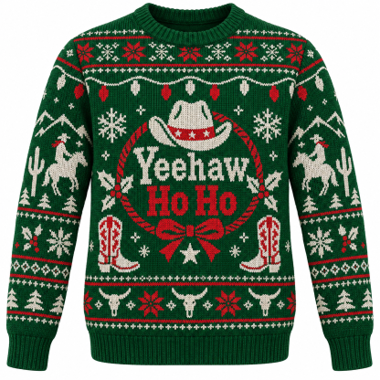 [popular-sweater:PX-19-05:front] Yeehaw Ho Ho Ugly Christmas Sweatshirt - Front view