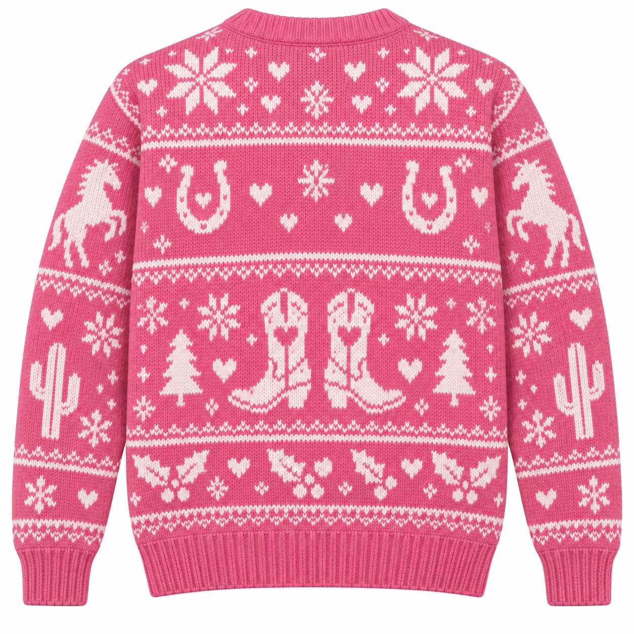 [popular-sweater:PX-19-06:back] Cowgirl Christmas Ugly Christmas Sweatshirt - Back view