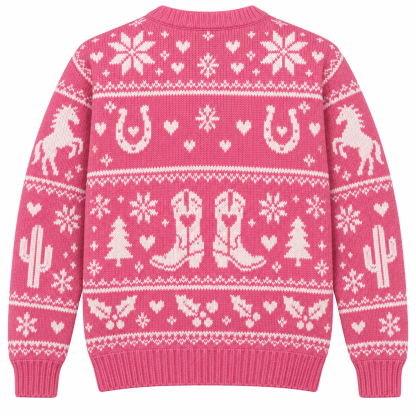 [popular-sweater:PX-19-06:back] Cowgirl Christmas Ugly Christmas Sweatshirt - Back view
