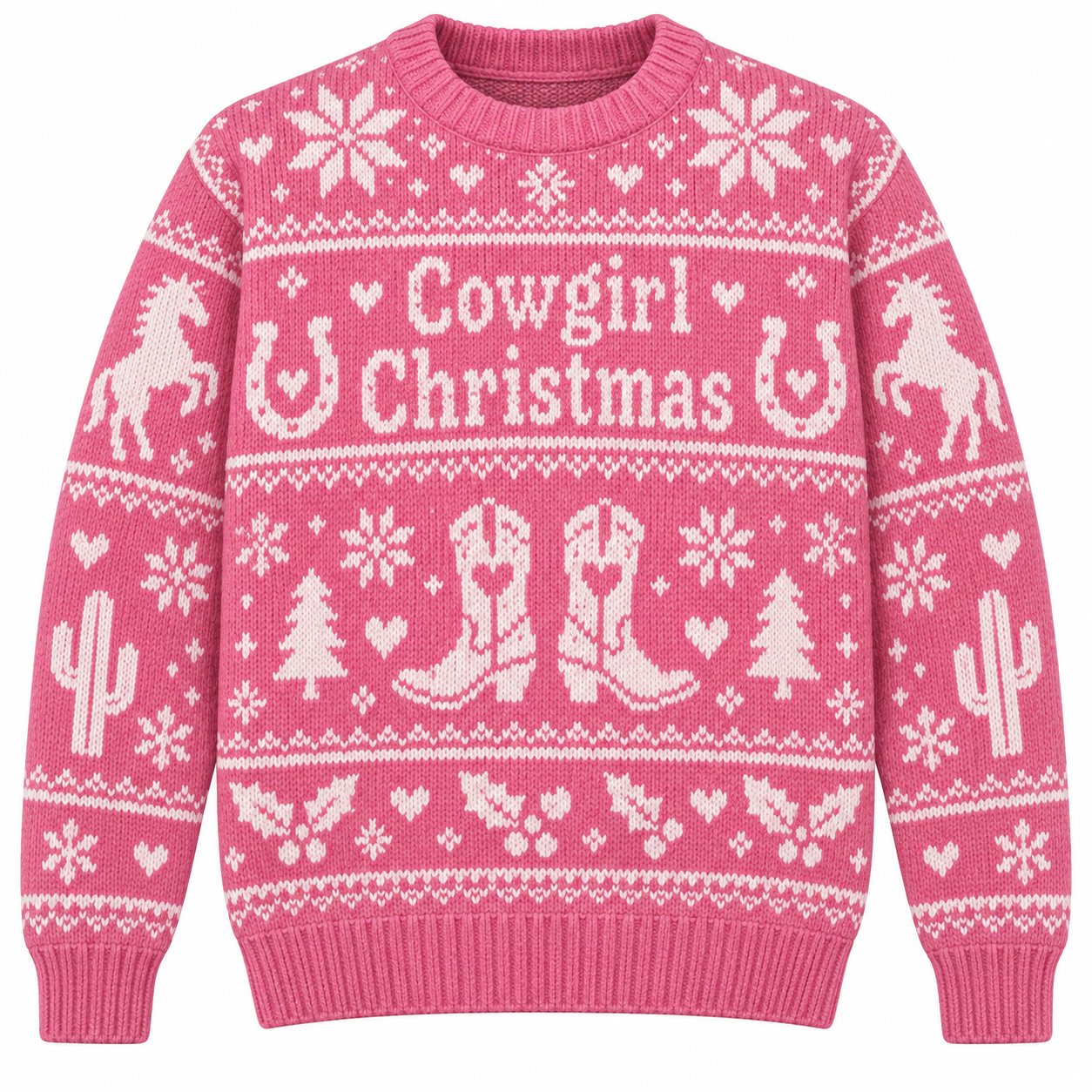 [popular-sweater:PX-19-06:front] Cowgirl Christmas Ugly Christmas Sweatshirt - Front view