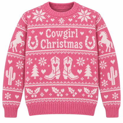 [popular-sweater:PX-19-06:front] Cowgirl Christmas Ugly Christmas Sweatshirt - Front view