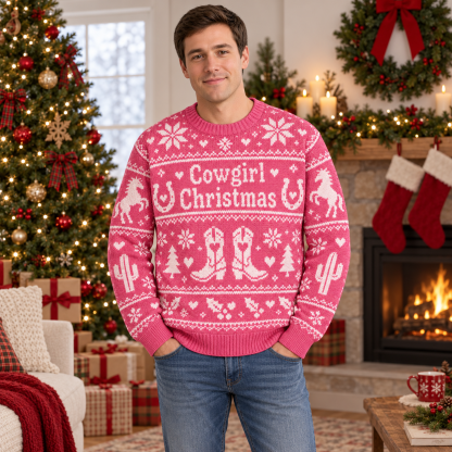 [popular-sweater:PX-19-06:male] Cowgirl Christmas Ugly Christmas Sweatshirt - Male view