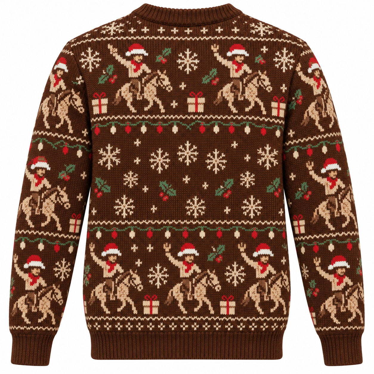 [popular-sweater:PX-19-07:back] Hold Your Horses Its Christmas Ugly Christmas Sweatshirt - Back view
