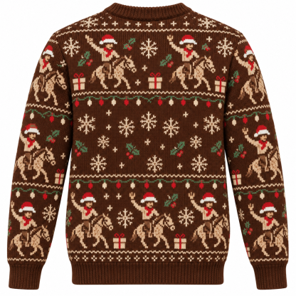 [popular-sweater:PX-19-07:back] Hold Your Horses Its Christmas Ugly Christmas Sweatshirt - Back view