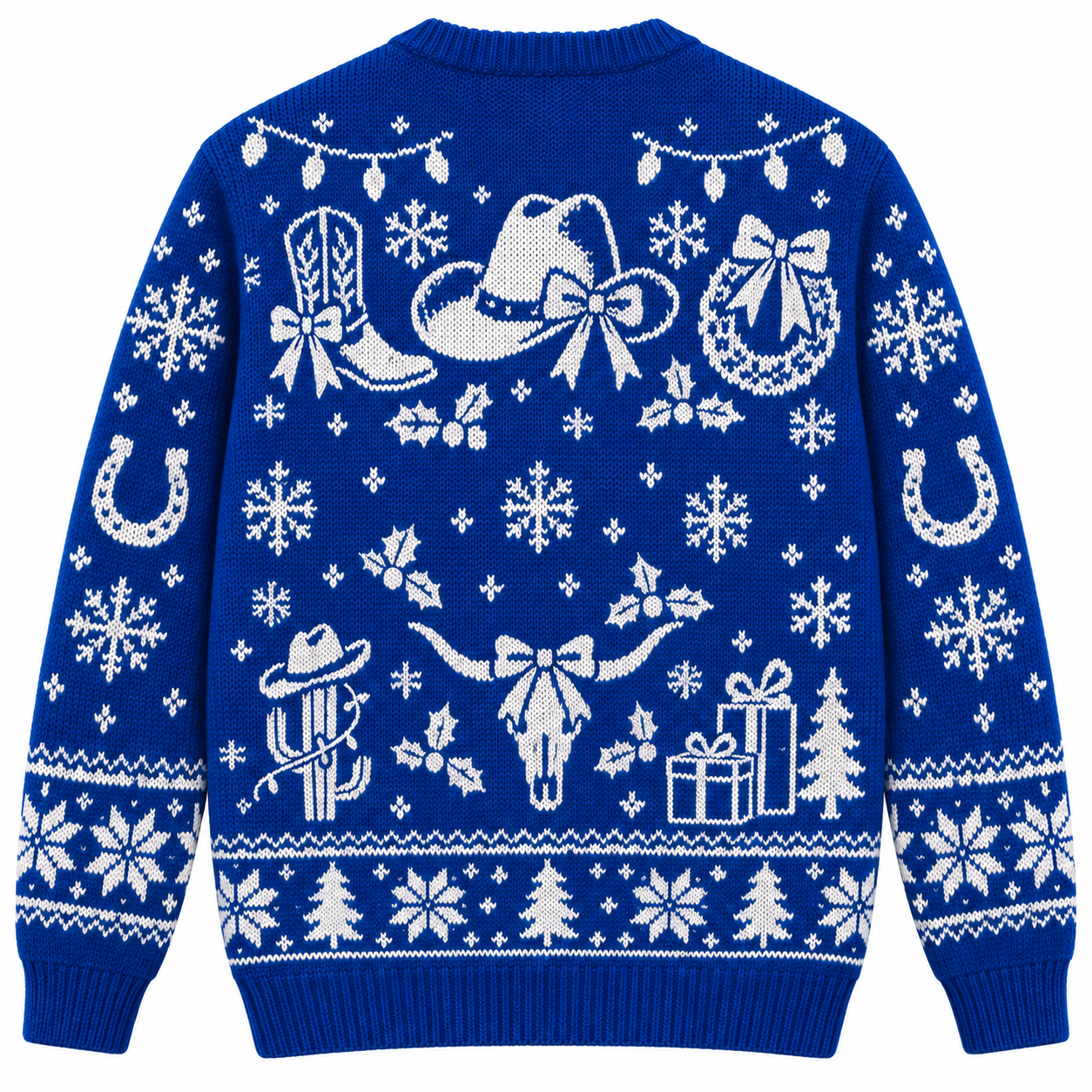 [popular-sweater:PX-19-08:back] Boots And Bows Christmas Ugly Christmas Sweatshirt - Back view