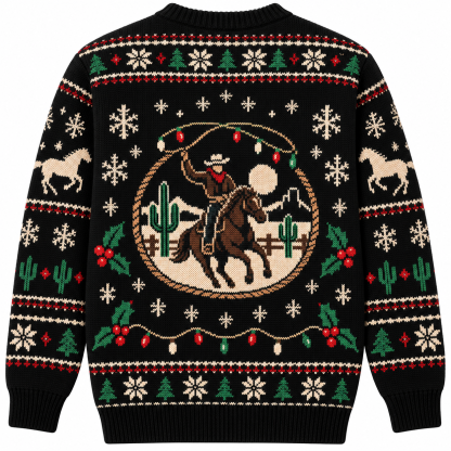 [popular-sweater:PX-19-10:back] Lasso Lights Christmas Ugly Christmas Sweatshirt - Back view