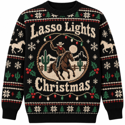 [popular-sweater:PX-19-10:front] Lasso Lights Christmas Ugly Christmas Sweatshirt - Front view