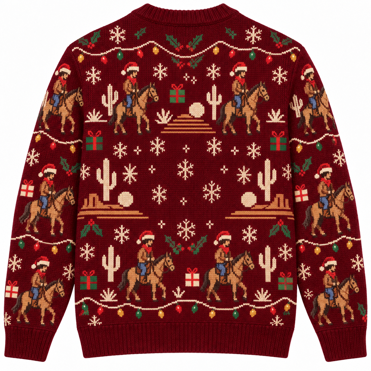 [popular-sweater:PX-19-12:back] Desert Christmas Sunset Ugly Christmas Sweatshirt - Back view