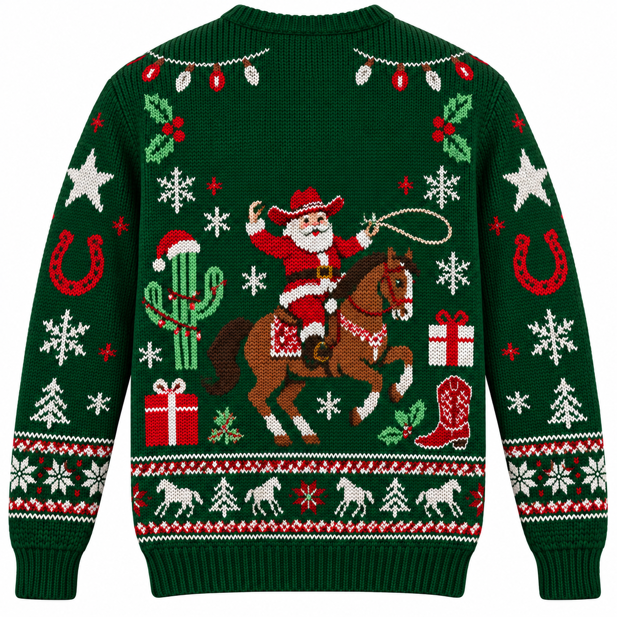 [popular-sweater:PX-19-13:back] Saddle Up Santa Ugly Christmas Sweatshirt - Back view
