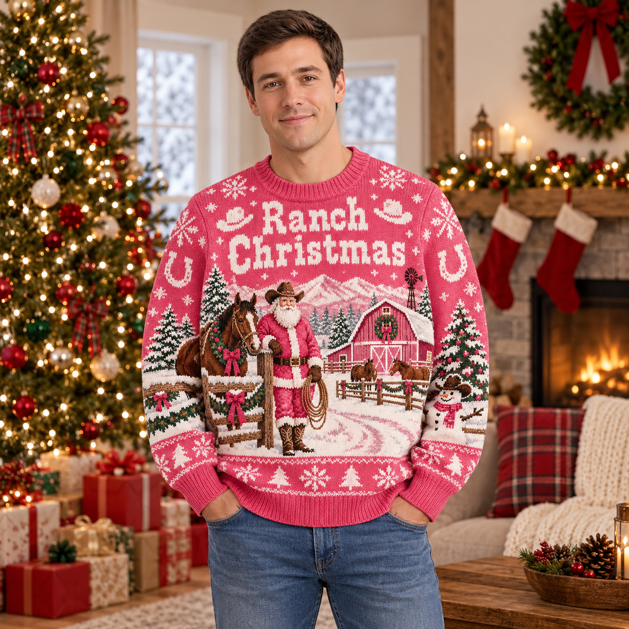 [popular-sweater:PX-19-14:male] Ranch Christmas Ugly Christmas Sweatshirt - Male view