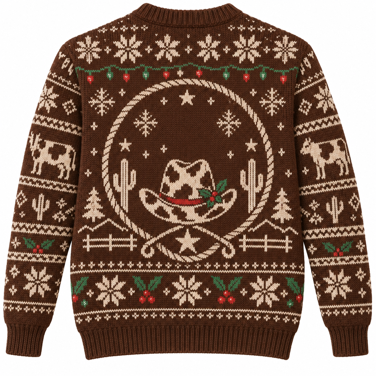 [popular-sweater:PX-19-15:back] Cow Print Christmas Ugly Christmas Sweatshirt - Back view
