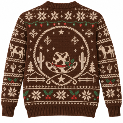 [popular-sweater:PX-19-15:back] Cow Print Christmas Ugly Christmas Sweatshirt - Back view