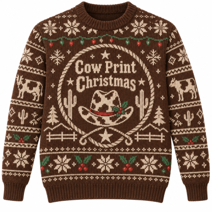 [popular-sweater:PX-19-15:front] Cow Print Christmas Ugly Christmas Sweatshirt - Front view