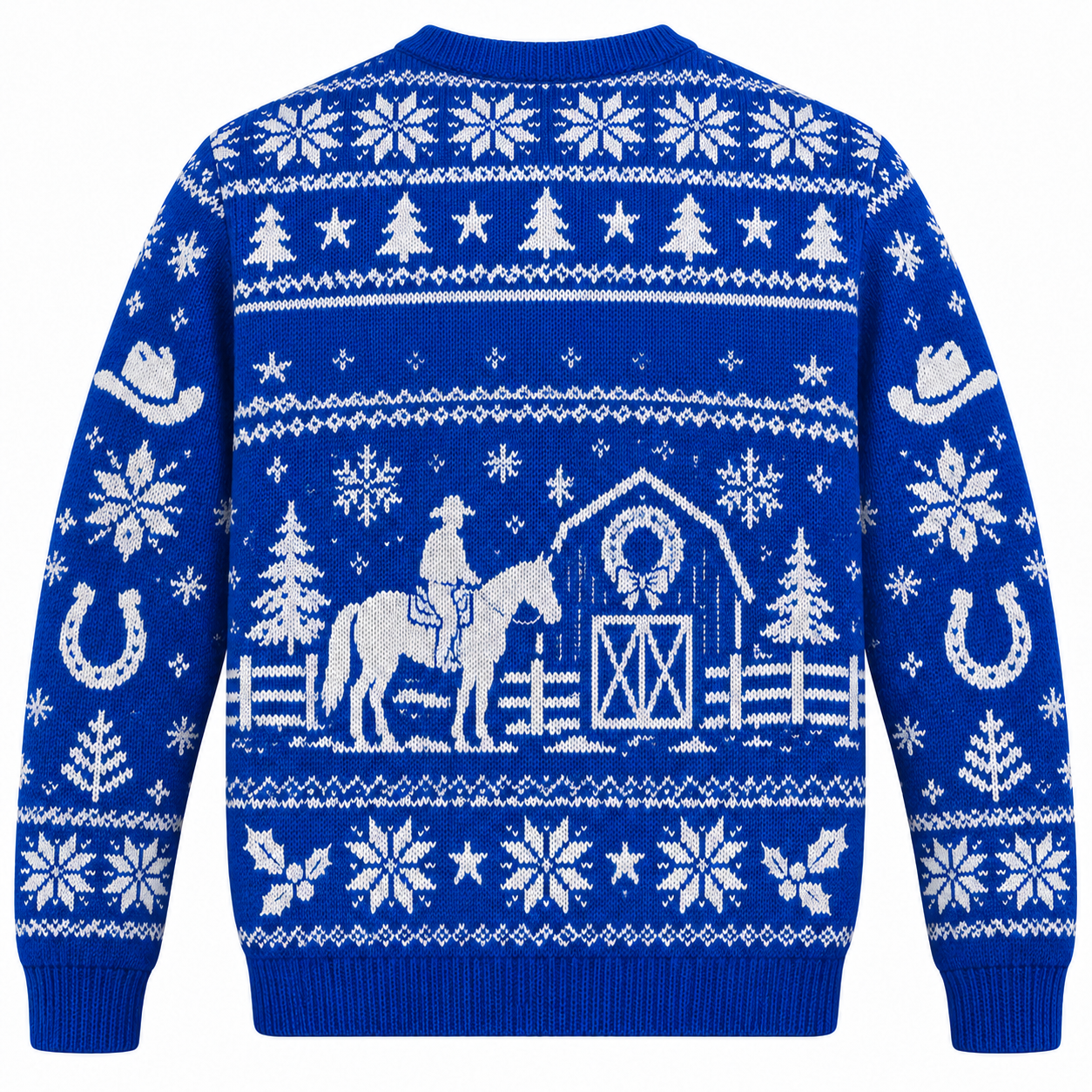 [popular-sweater:PX-19-16:back] Country Christmas Barn Ugly Christmas Sweatshirt - Back view