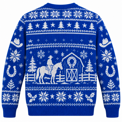 [popular-sweater:PX-19-16:back] Country Christmas Barn Ugly Christmas Sweatshirt - Back view