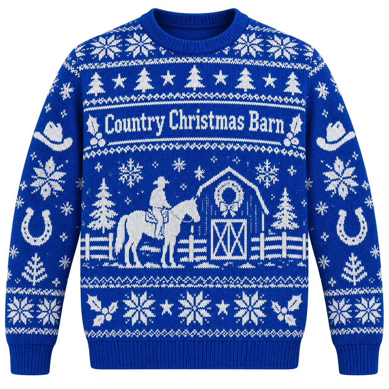 [popular-sweater:PX-19-16:front] Country Christmas Barn Ugly Christmas Sweatshirt - Front view
