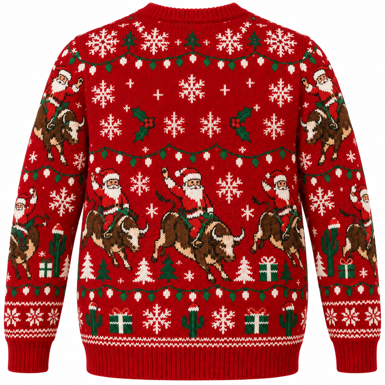 [popular-sweater:PX-19-17:back] Bull Rider Santa Ugly Christmas Sweatshirt - Back view