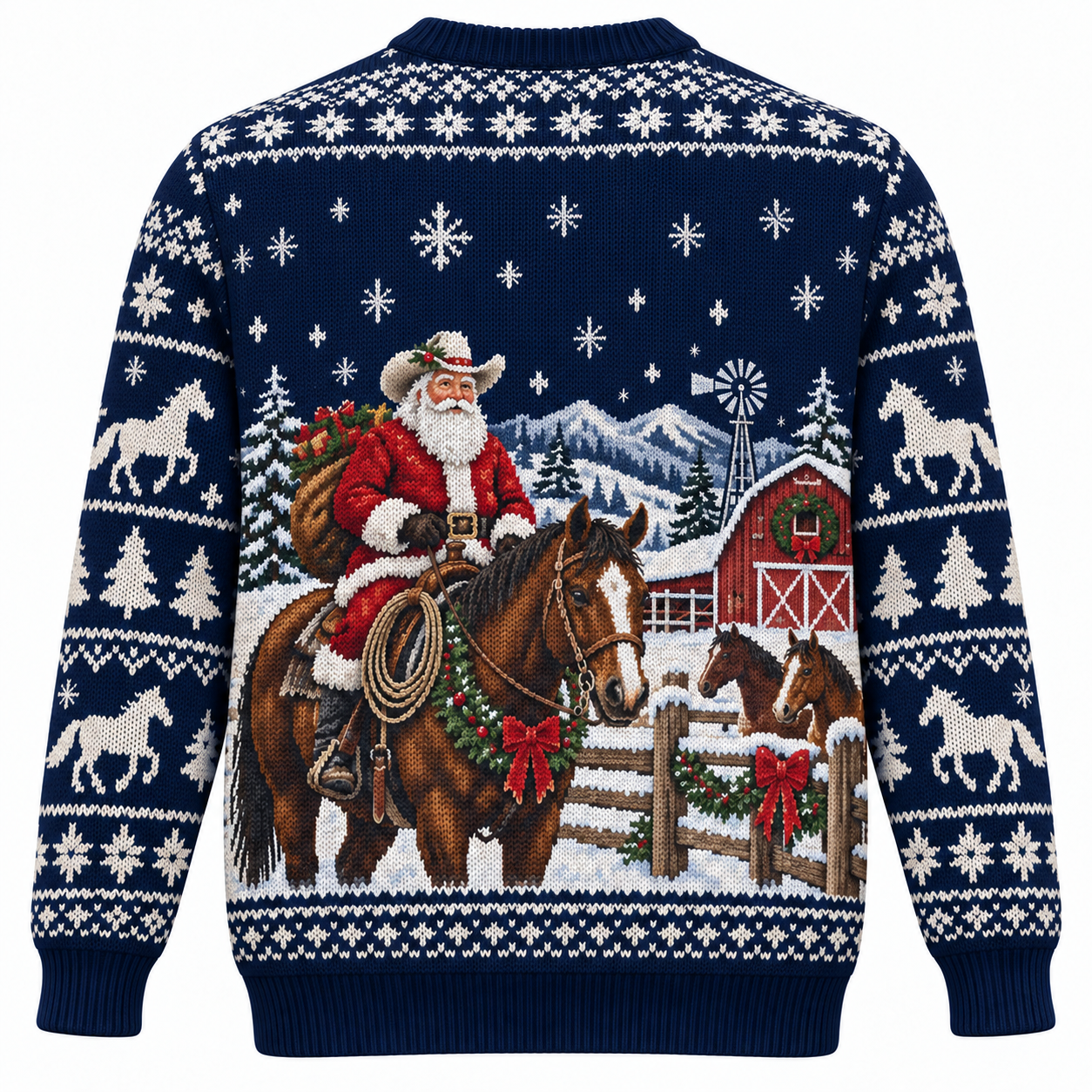 [popular-sweater:PX-19-19:back] Horseshoe Luck Christmas Ugly Christmas Sweatshirt - Back view