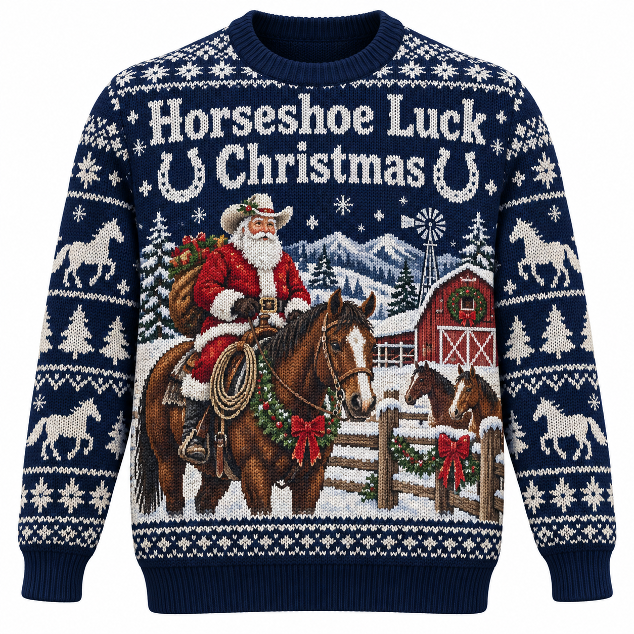 [popular-sweater:PX-19-19:front] Horseshoe Luck Christmas Ugly Christmas Sweatshirt - Front view