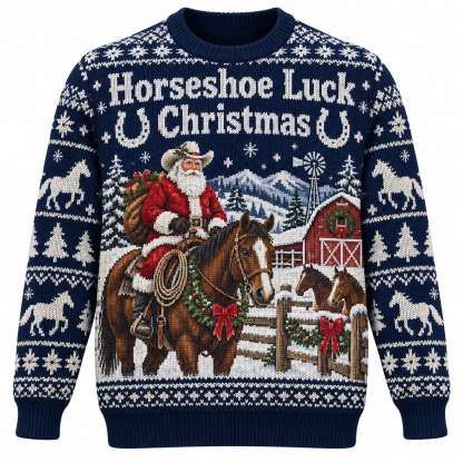 [popular-sweater:PX-19-19:front] Horseshoe Luck Christmas Ugly Christmas Sweatshirt - Front view