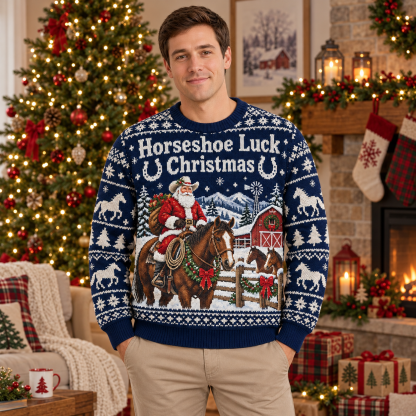 [popular-sweater:PX-19-19:male] Horseshoe Luck Christmas Ugly Christmas Sweatshirt - Male view