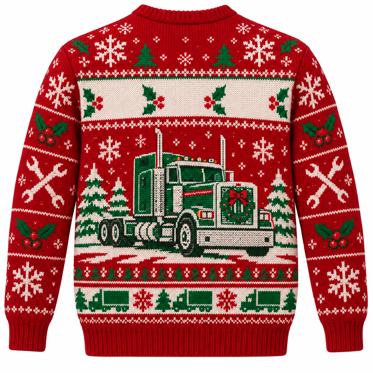 [popular-sweater:PX-20-01:back] Big Rig Christmas Ugly Christmas Sweatshirt - Back view