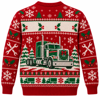 [popular-sweater:PX-20-01:back] Big Rig Christmas Ugly Christmas Sweatshirt - Back view