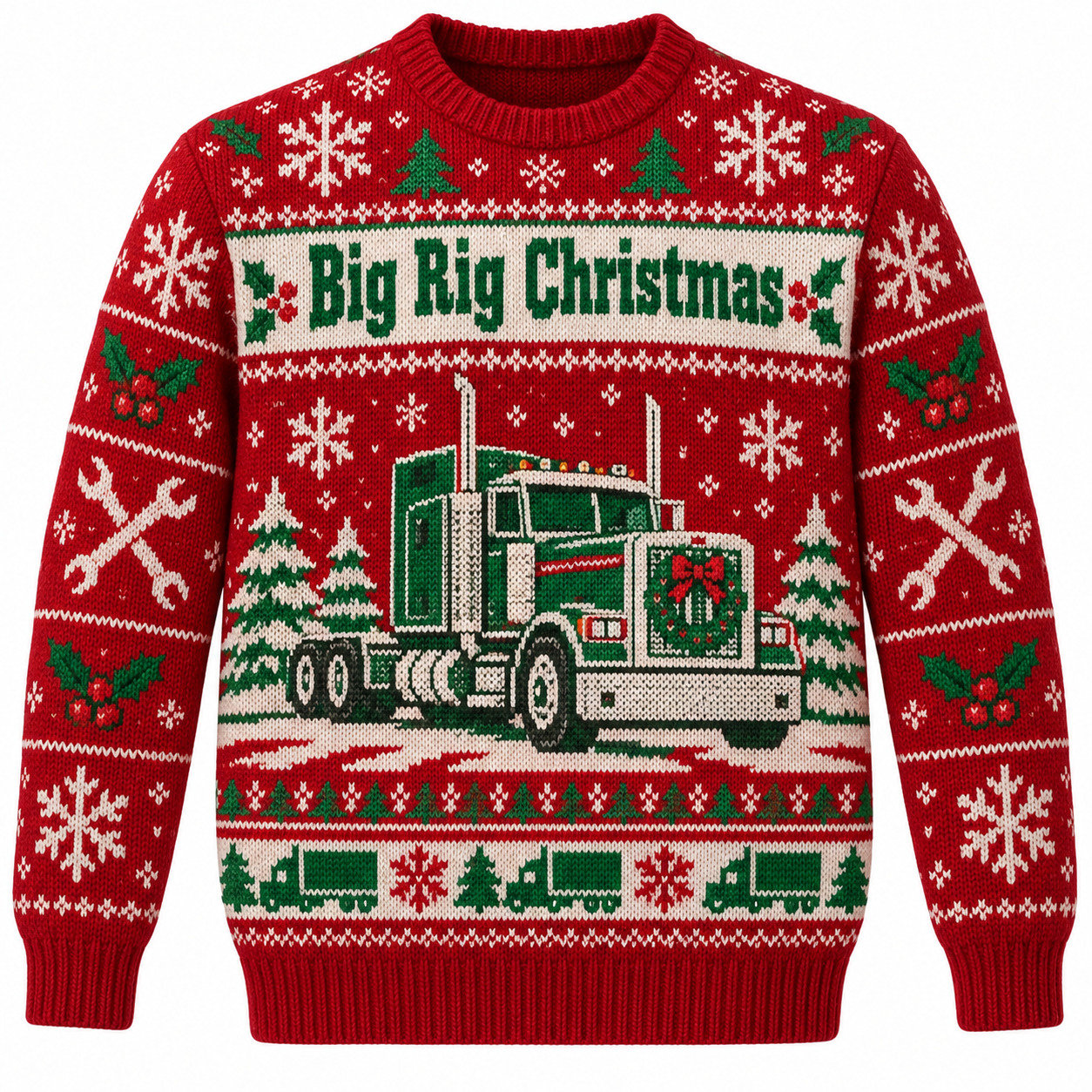 [popular-sweater:PX-20-01:front] Big Rig Christmas Ugly Christmas Sweatshirt - Front view