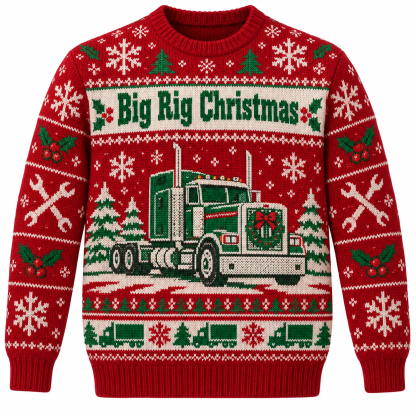 [popular-sweater:PX-20-01:front] Big Rig Christmas Ugly Christmas Sweatshirt - Front view
