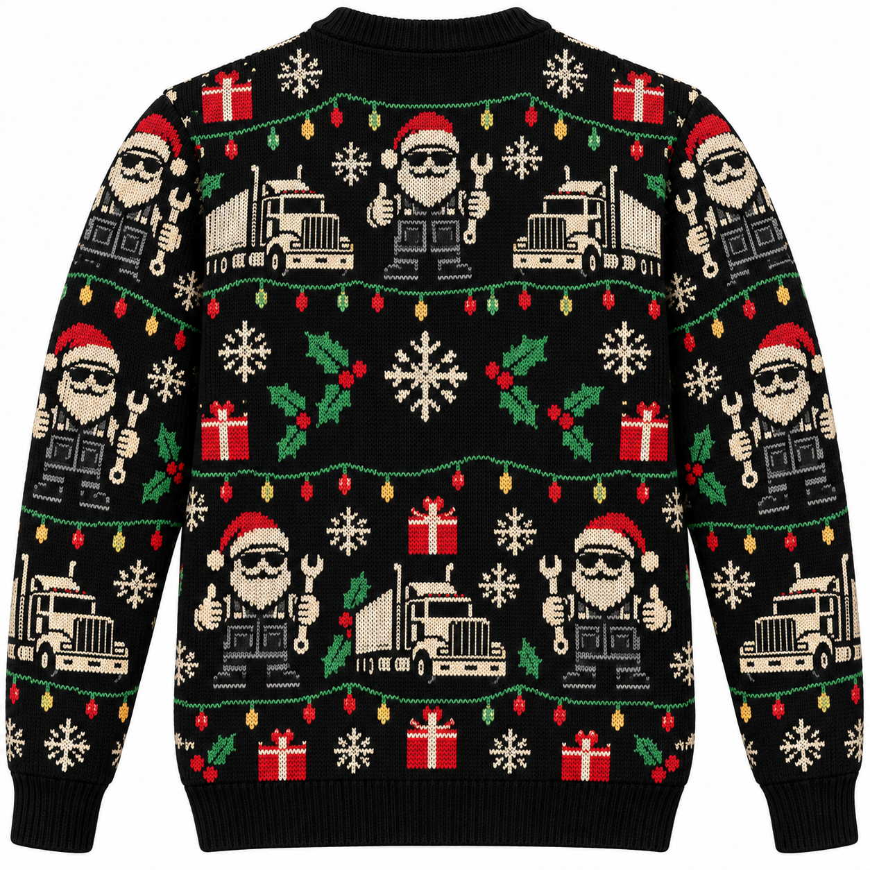 [popular-sweater:PX-20-02:back] Trucker Santa Ugly Christmas Sweatshirt - Back view