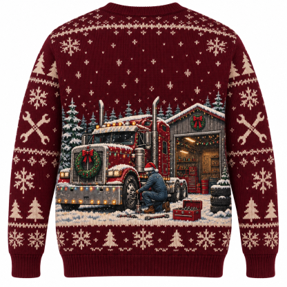 [popular-sweater:PX-20-04:back] Wrench Christmas Mechanic Ugly Christmas Sweatshirt - Back view