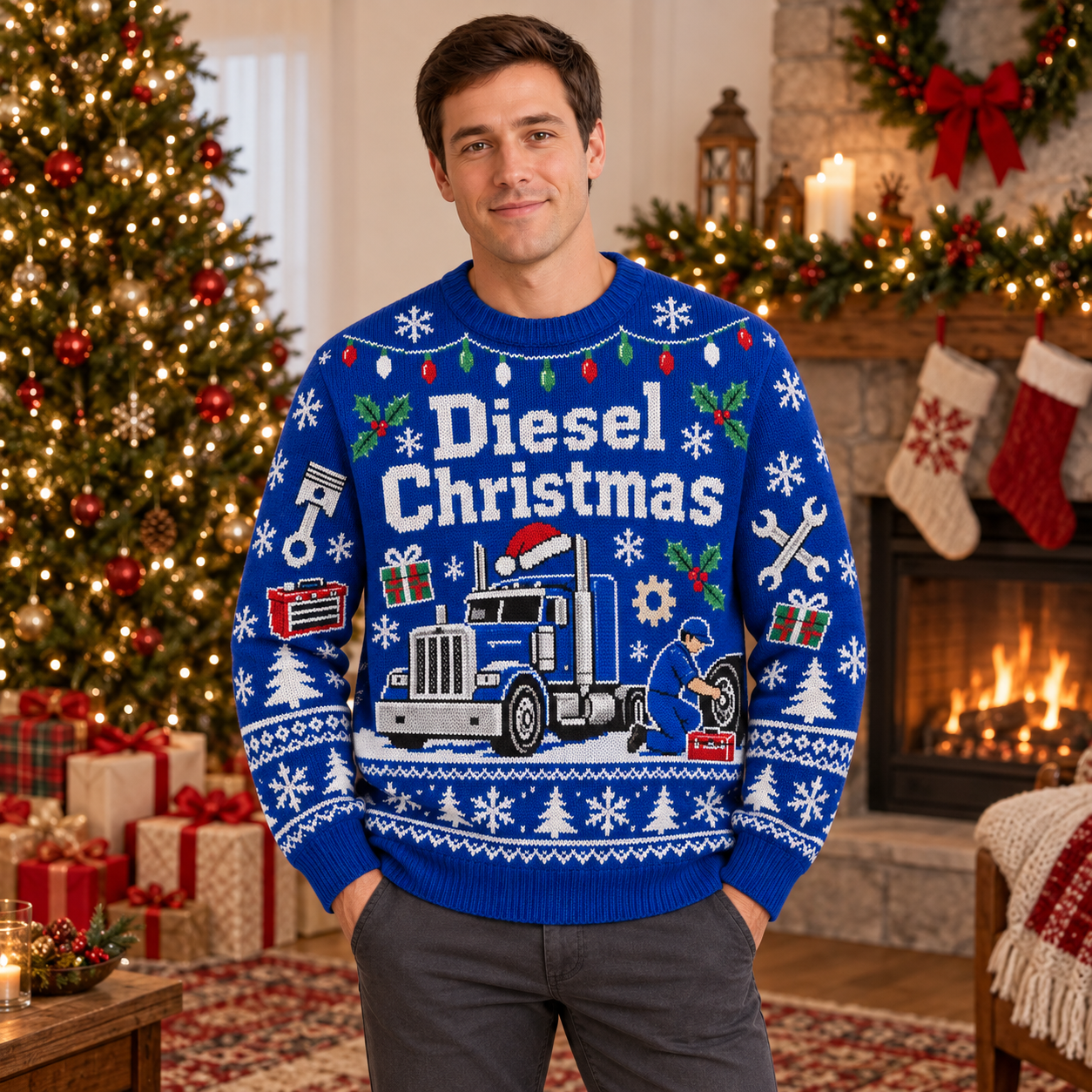 [popular-sweater:PX-20-08:male] Diesel Christmas Ugly Christmas Sweatshirt - Male view
