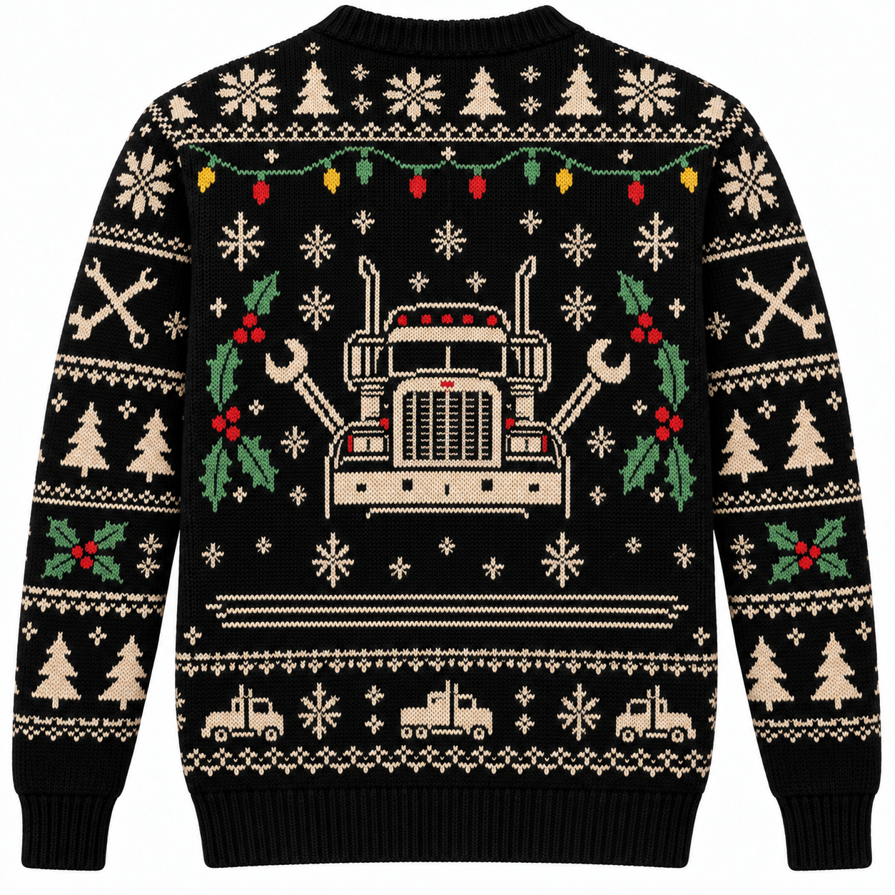 [popular-sweater:PX-20-10:back] Garage Christmas Mechanic Ugly Christmas Sweatshirt - Back view