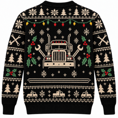 [popular-sweater:PX-20-10:back] Garage Christmas Mechanic Ugly Christmas Sweatshirt - Back view