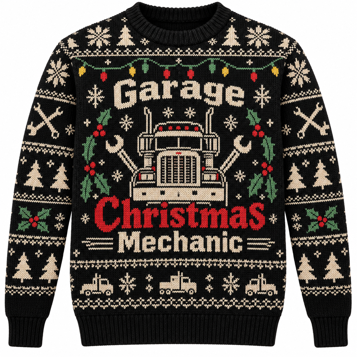 [popular-sweater:PX-20-10:front] Garage Christmas Mechanic Ugly Christmas Sweatshirt - Front view