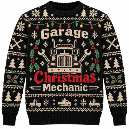 [popular-sweater:PX-20-10:front] Garage Christmas Mechanic Ugly Christmas Sweatshirt - Front view
