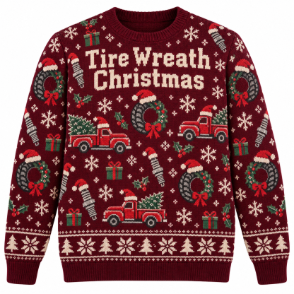 [popular-sweater:PX-20-12:front] Tire Wreath Christmas Ugly Christmas Sweatshirt - Front view