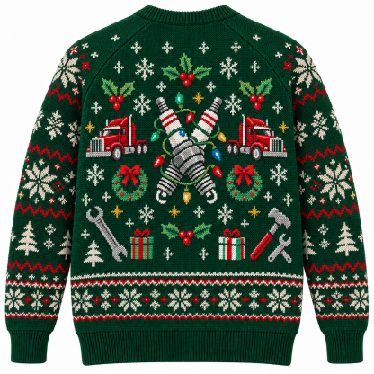 [popular-sweater:PX-20-13:back] Spark Plug Lights Christmas Ugly Christmas Sweatshirt - Back view