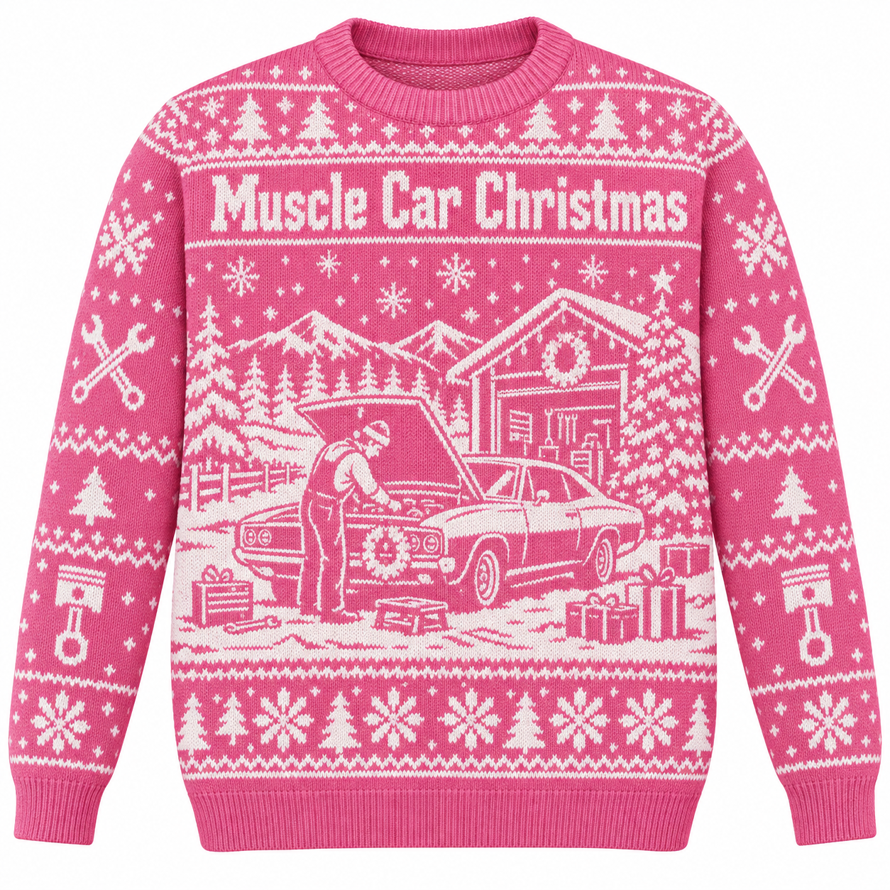 [popular-sweater:PX-20-14:front] Muscle Car Christmas Ugly Christmas Sweatshirt - Front view