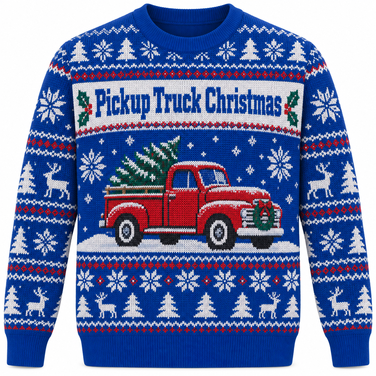 [popular-sweater:PX-20-16:front] Pickup Truck Christmas Ugly Christmas Sweatshirt - Front view