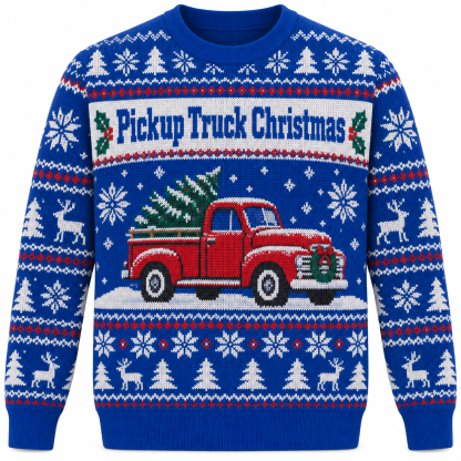 [popular-sweater:PX-20-16:front] Pickup Truck Christmas Ugly Christmas Sweatshirt - Front view