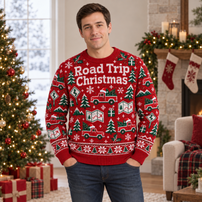[popular-sweater:PX-20-17:male] Road Trip Christmas Ugly Christmas Sweatshirt - Male view