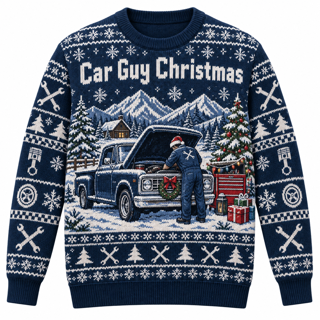 [popular-sweater:PX-20-19:front] Car Guy Christmas Ugly Christmas Sweatshirt - Front view