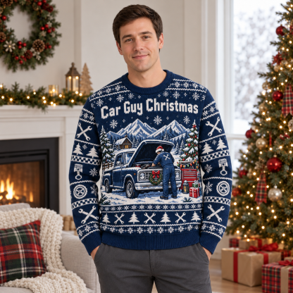 [popular-sweater:PX-20-19:male] Car Guy Christmas Ugly Christmas Sweatshirt - Male view