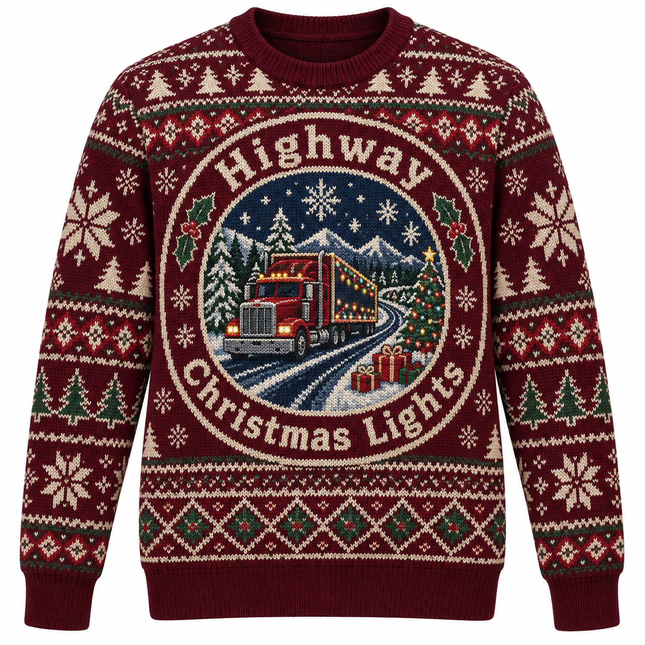 [popular-sweater:PX-20-20:front] Highway Christmas Lights Ugly Christmas Sweatshirt - Front view